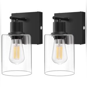 Battery Operated Wall Sconce Set of 2, Black Wireless Rechargeable